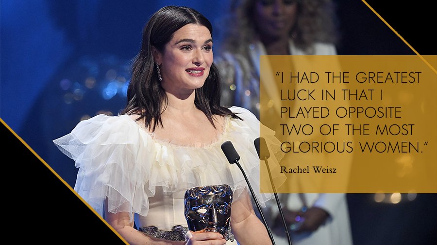 BAFTA's tweet photo. We love the love between Emma Stone, Olivia Colman and supporting actress winner Rachel Weisz ❤️ #EEBAFTAs #BAFTA https://t.co/ndvuzsfBkp