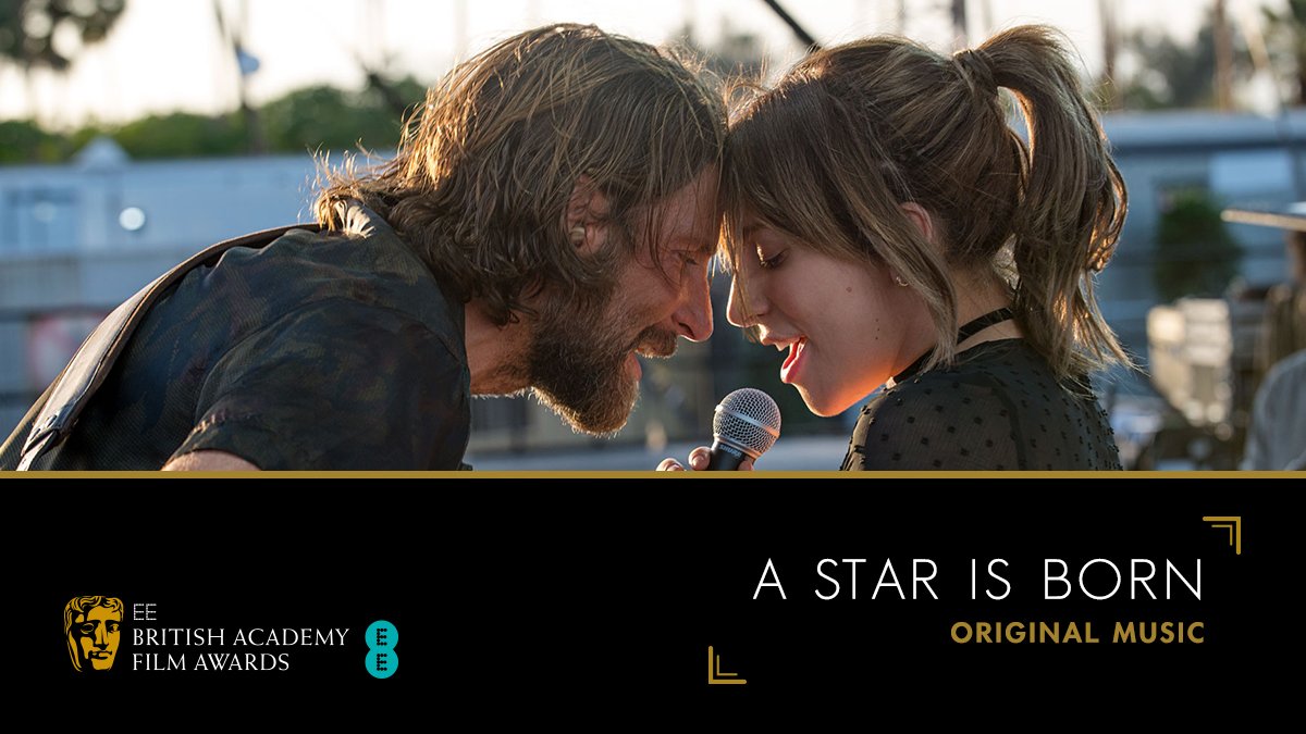 And Bradley Cooper, <a href="/ladygaga/">Lady Gaga</a> &amp; <a href="/lukasnelson/">Lukas Nelson</a> win the Original Music award for <a href="/starisbornmovie/">A Star Is Born</a>! 🎼🎤 #EEBAFTAs #BAFTA
