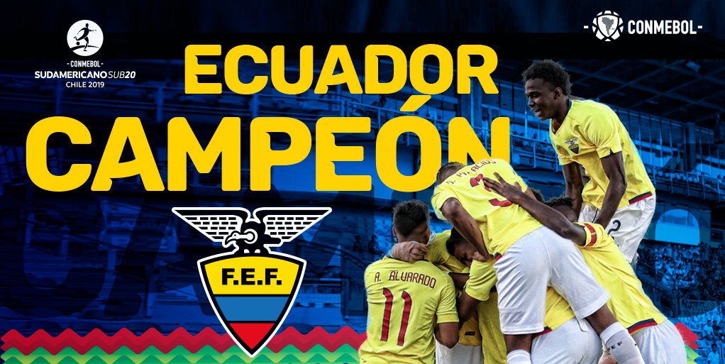 ¡Tenemos Campeón!

Felicitamos a <a href="/FEFecuador/">FEF 🇪🇨</a> por su primer título en un Sudamericano Sub 20 

¡Felicidades TRI!

#DondeComienzaLaHistoria