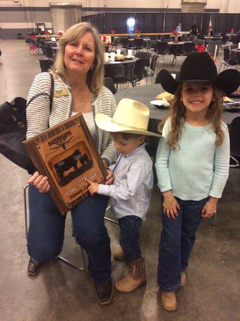 Congratulations to Nancy Jackson DVM on completing her year as the President of the Mississippi Cattlemen’s Association. We are proud of you. May all the cattle producers find their ear tags now. #MSUext. #MSCattlemen