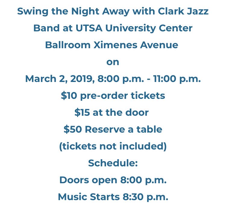 It’s Swing Season in Clark, TX! Buy your tickets now @ cougarband.org to swing the night away with your nationally recognized Clark Jazz Ensemble! Don’t miss it!!!🎶 🎷 trumpet 🎺 🥁