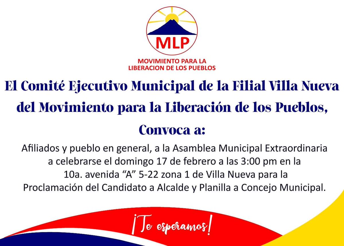 MLPvillanueva's tweet image. Compañeros y compañeras se les convoca a este domingo a las 3 pm a la Asamblea General Extraordinaria.
¡Los esperamos!