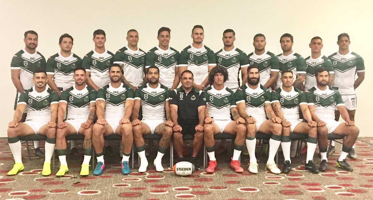 NZWarriors's tweet photo. Head coach Stacey Jones and the first-ever Maori Kiwis All-Stars.
#NRLAllStars #MaoriAllStars #TuMaori #Mana https://t.co/at8edsKWU9
