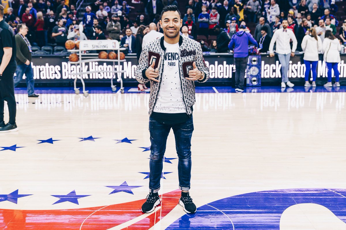 It's great to be here! Thanks <a href="/Sixers/">Philadelphia 76ers</a> for the hospitality and the fun. I'm already falling in love with Philadelphia and the <a href="/PhilaUnion/">Philadelphia Union</a> season hasn't even started! #HereTheyCome 🏀 #ThisIsPhilly 🐍 ⚽