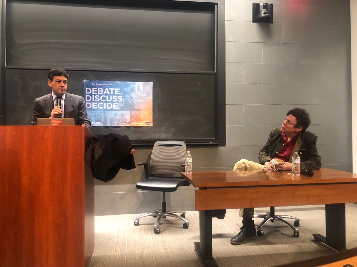 CornellFedSoc's tweet photo. Though busy making national headlines this week, @rch371 stopped by our chapter's event to debate one of our favorite guests, Cornell alumnus @alangura, on campaign finance reform. It was a fascinating and informative event: thank you both for giving us your time and knowledge! https://t.co/xxWdeWMDsG