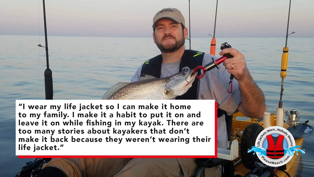 USACEHQ's tweet photo. Wearing a life jacket while kayaking &amp; fishing is always important. Thanks to Joshua Bailey from Mobile, Alabama for sharing his reason why he wears his life jacket! #LifeJacketsWornNobodyMourns @pleasewearit https://t.co/rmDLTzJE7D