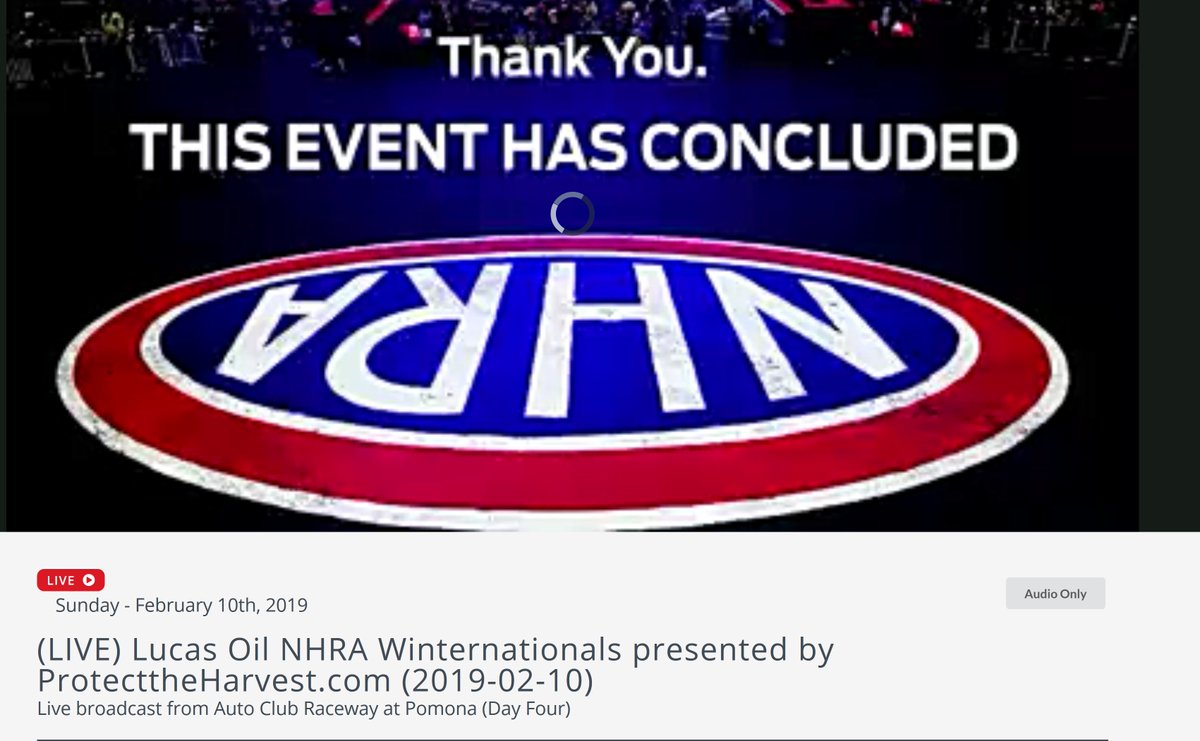 Racesherpa's tweet photo. Ok ... Took forever to figure out this is NOT live !!! #LOL - Why is there no info stating we are in a rain delay or cancelled or whatever ? #NHRA #NHRATV #NHRAALLACCESS #DRAGRACING | #Racesherpa https://t.co/ByZUWT75Do