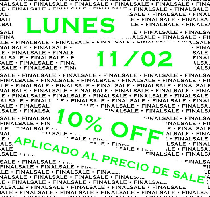 ⚃ #LastChance  Lunes 11/02 ~ 10% OFF Aplicado sobre el precio de SALE.

Promo únicamente para compras realizadas en el Atelier de Recoleta📍 {Dire x inbox}