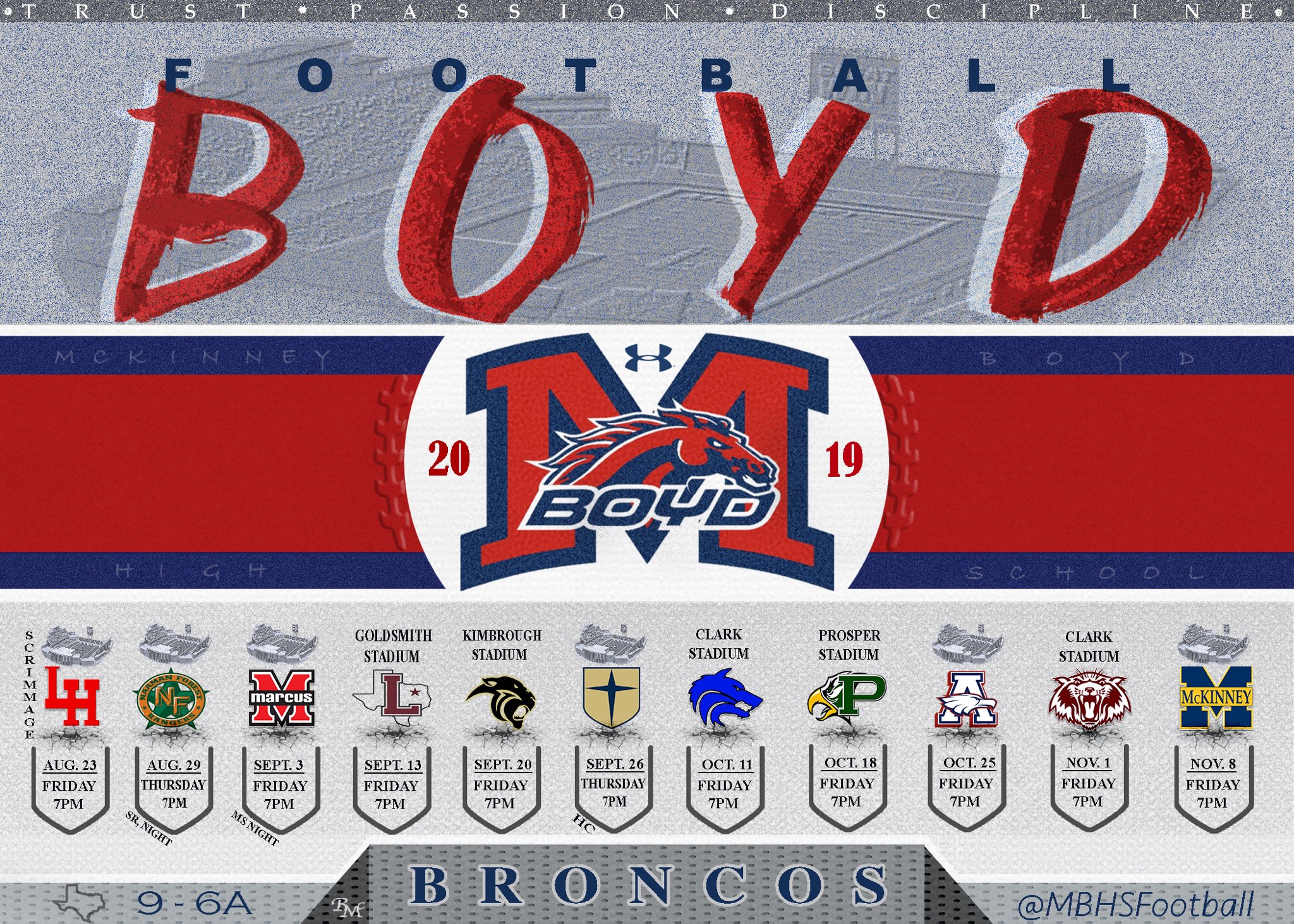 McKinney Boyd Football on Twitter "Next Fall 🏈 Varsity Schedule 🔴🔵…