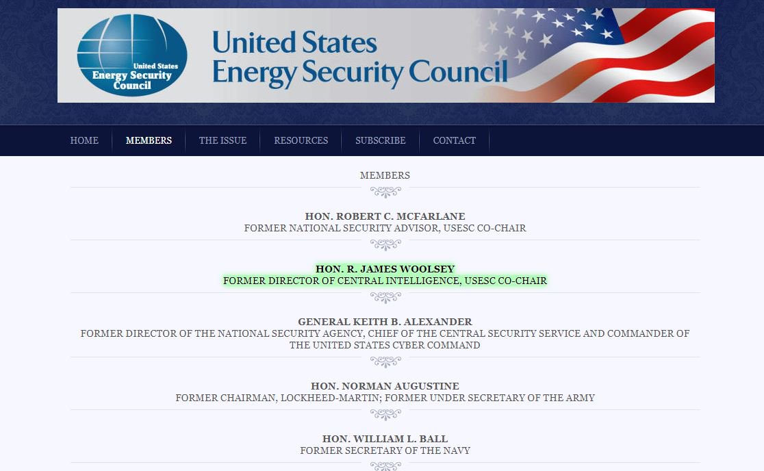 18\\US Energy Security Council sounds familiar. Let’s see who’s on that board? http://usesc.org/energy_security/members