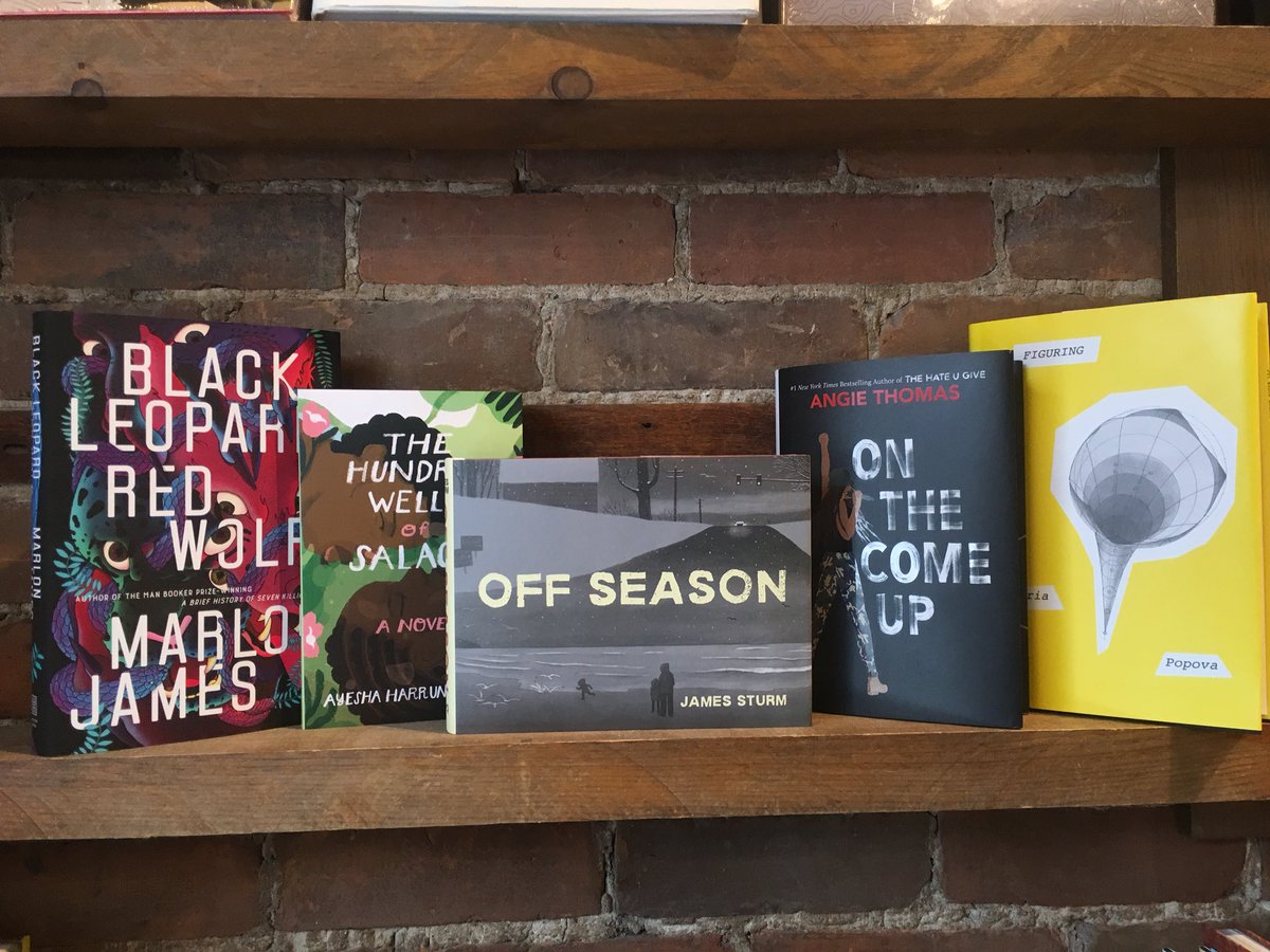 LibrairieDandQ's tweet photo. Have you read @LibrairieDandQ’s picks of the week yet? https://t.co/khCVtC7f8d #blackleopardredwolf #offseason #figuring #hundredwellsofsalaga #onthecomeup #marlonjames #angiethomas #jamesstrum @angiecthomas @DandQ @riverheadbooks @otherpress @PantheonBooks @riverheadbooks https://t.co/yORExiomSm