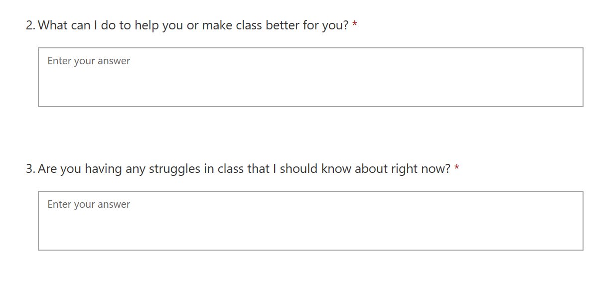 WillMelvinCBSD's tweet photo. 10 days into the new semester with @CBSouthHS Ss, and I want to ensure things are going okay with everyone. Using Forms tomorrow to have Ss share what I can do to help them better. Hoping this reflection lets my Ss know I am here for them. https://t.co/IsvrPybSux