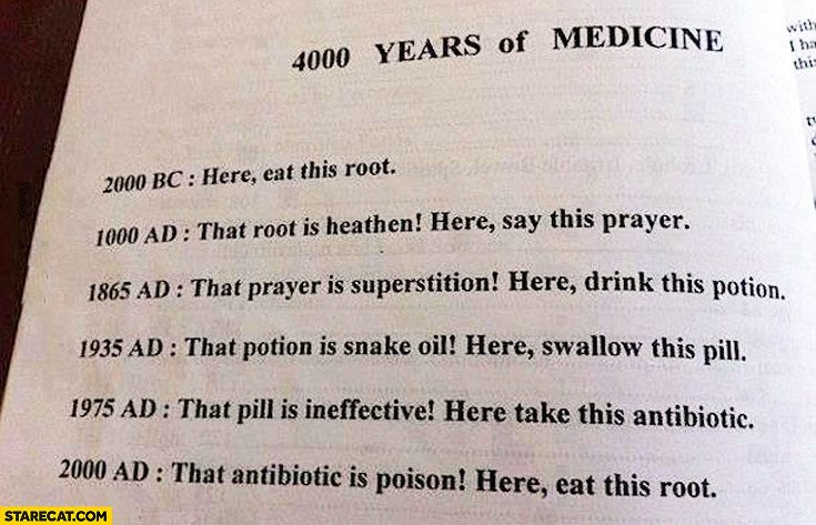Elervim's tweet photo. @RealDoctorMike My father was a pharmacist for some 40 odd years.  This was his favorite meme. https://t.co/nXUVtvOJBg