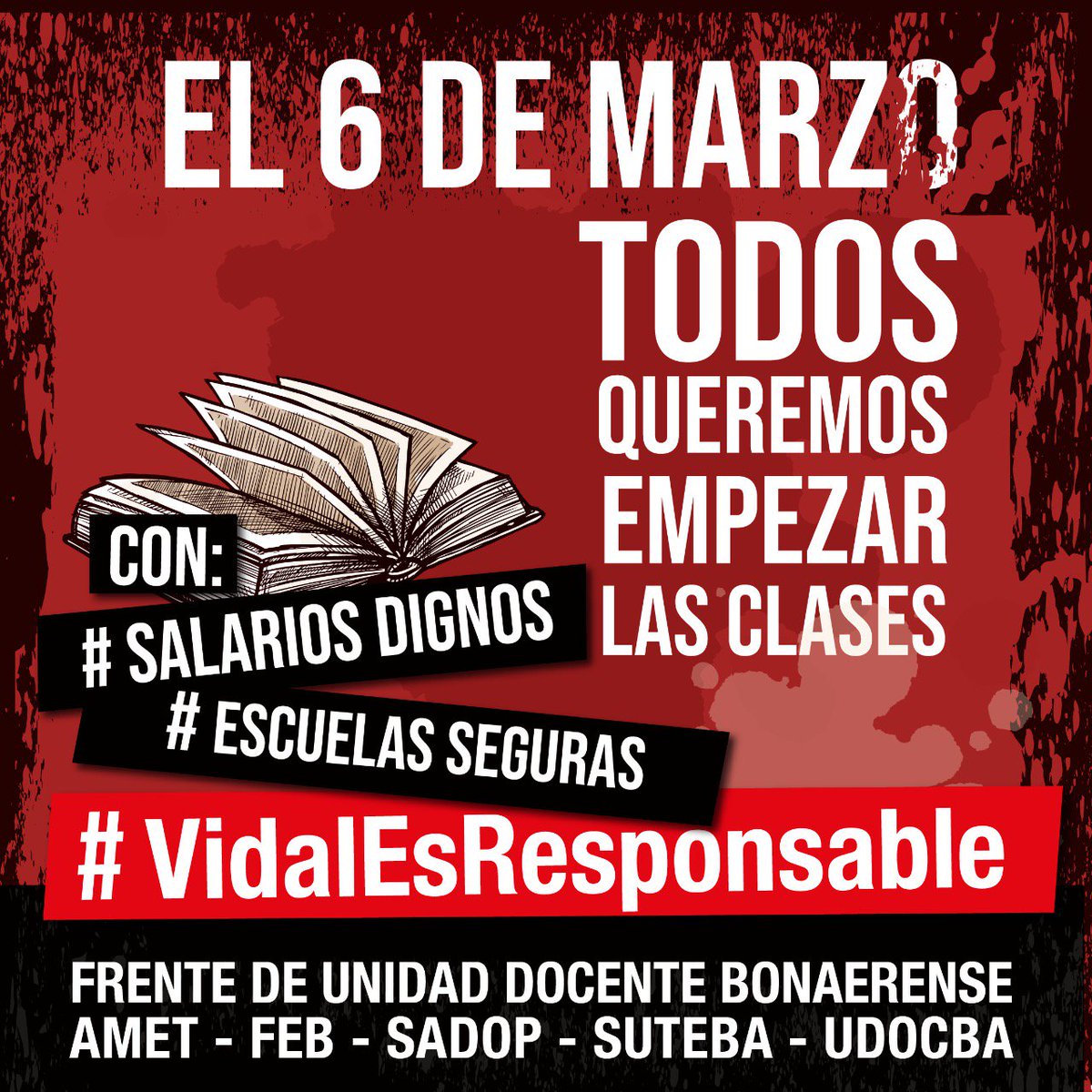 udocbacentral's tweet photo. 👉#6M TODOS queremos empezar las clases

#SalariosDignos

@mariuvidal @MEVillegasOk @gzinny @radiomitre @Continental590 @C5N @A24COM @cronica @CronicaTV @canal9oficial @eltreceoficial @eldialp @infocielo @clarincom  @pagina12 @Ambitocom @Cronistacom @infobae @dradiodelplata https://t.co/iwXGcfRH8X