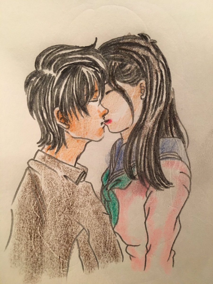 ノブユキ 目標1日10枚 Auf Twitter Kiss カップルイラスト キス Jk