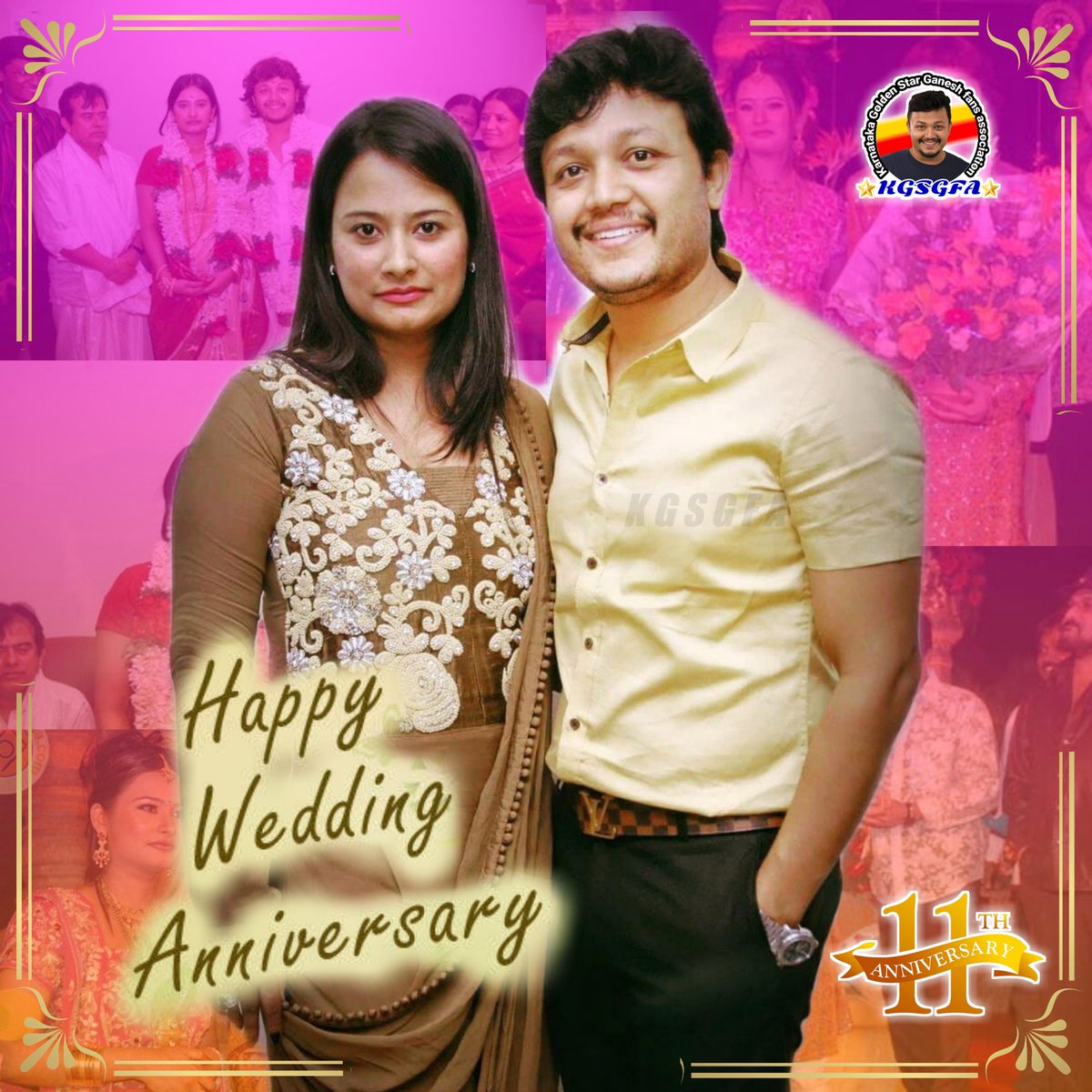 Kgsgfa's tweet photo. ಗೋಲ್ಡನ್ ಸ್ಟಾರ್ ಗಣೇಶ್ ಮತ್ತು ಶಿಲ್ಪಾ ಗಣೇಶ್ ಜೋಡಿ ದಾಂಪತ್ಯ ಜೀವನಕ್ಕೆ ಕಾಲಿಟ್ಟು ಇಂದಿಗೆ 11 ವರ್ಷ ತುಂಬಿದೆ.

#KGSGFA ತಂಡದ ಕಡೆಯಿಂದ ಹಾಗೂ ಎಲ್ಲಾ ಗೋಲ್ಡನ್ ಸ್ಟಾರ್ ಅಭಿಮಾನಿಗಳ ಕಡೆಯಿಂದ ಗೋಲ್ಡನ್ ಜೋಡಿಗೆ
 ವಿವಾಹ ವಾರ್ಷಿಕೋತ್ಸವದ ಶುಭಾಶಯಗಳು.
#HappyAnniversaryGoldenCouples  @Official_Ganesh ♥️ @ShilpaaGanesh💐 https://t.co/nFBlfyFYyk