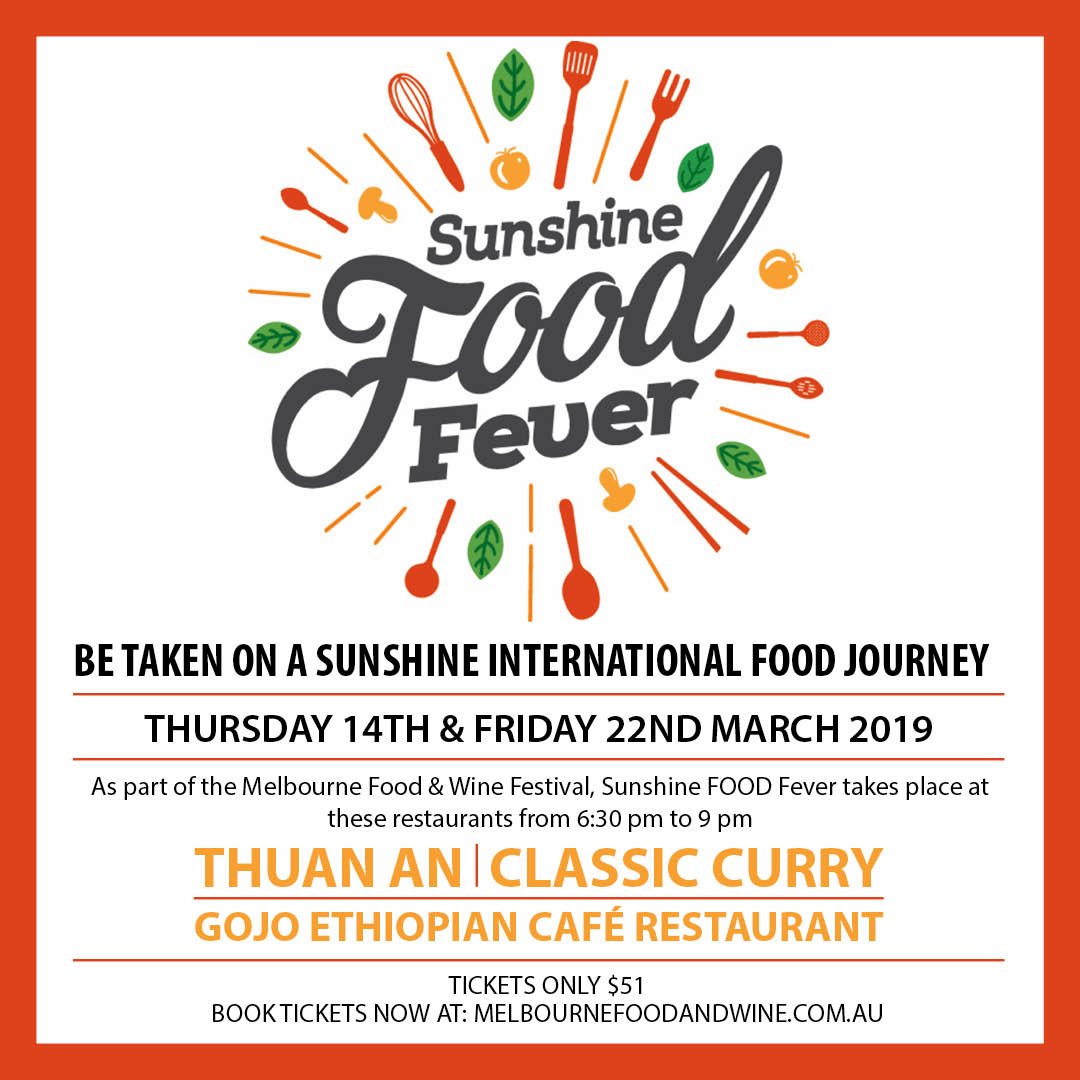 SunshineBusAssn's tweet photo. Sunshine FOOD Fever on again March 14 &amp; 22. Book your tickets now before they sell out at https://t.co/UWJFKaUXkM https://t.co/mJSOZxBpbP