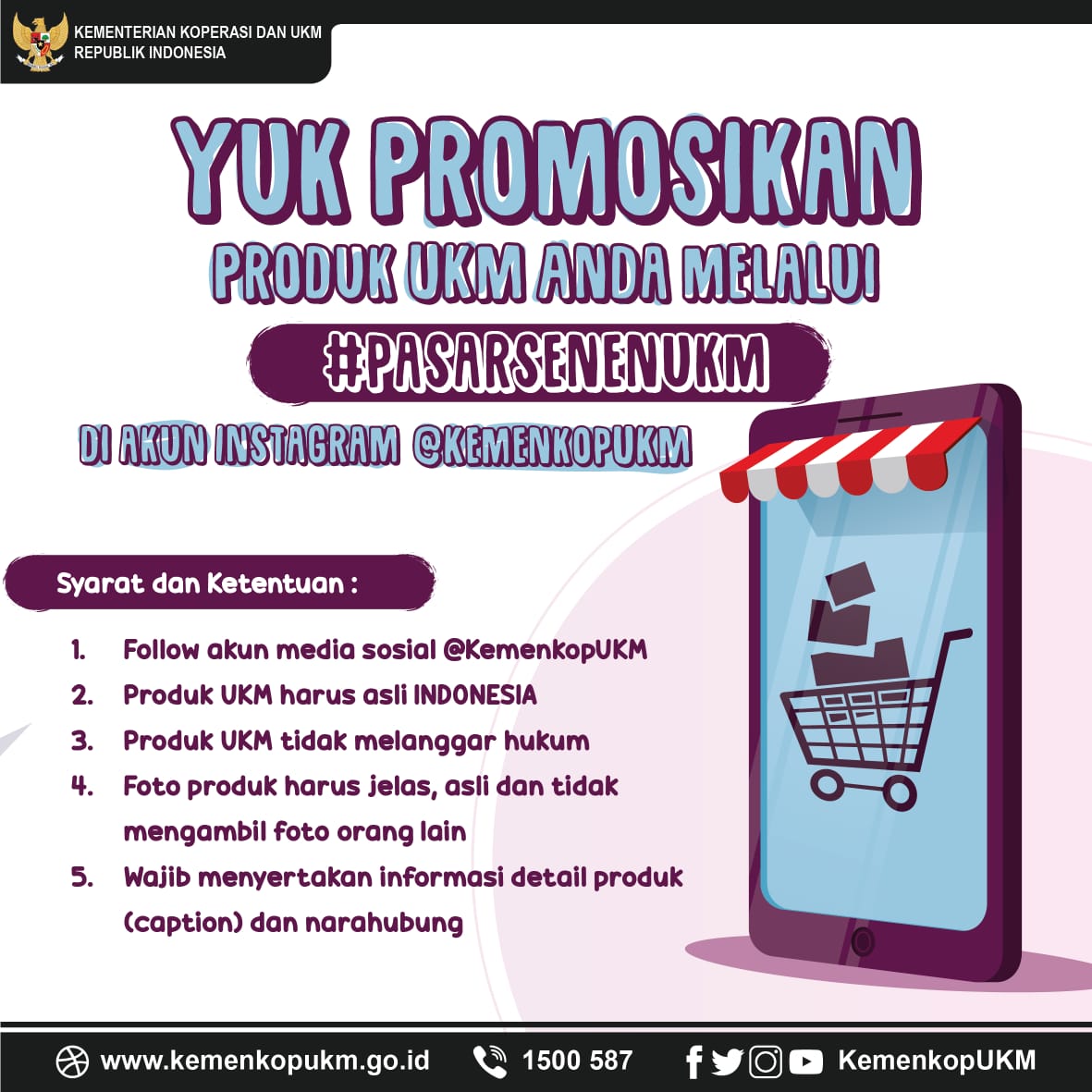 kemenkop_'s tweet photo. Jangan lupa untuk ikutan #pasarsenenukm di instagram kita ya buat yang pengen produk UKM-nya kopmin posting di feed kita. Yuk ikutan yukkk hehe😁
#KemenkopUKM #UKMNaikKelas https://t.co/9dmYxRwRQz