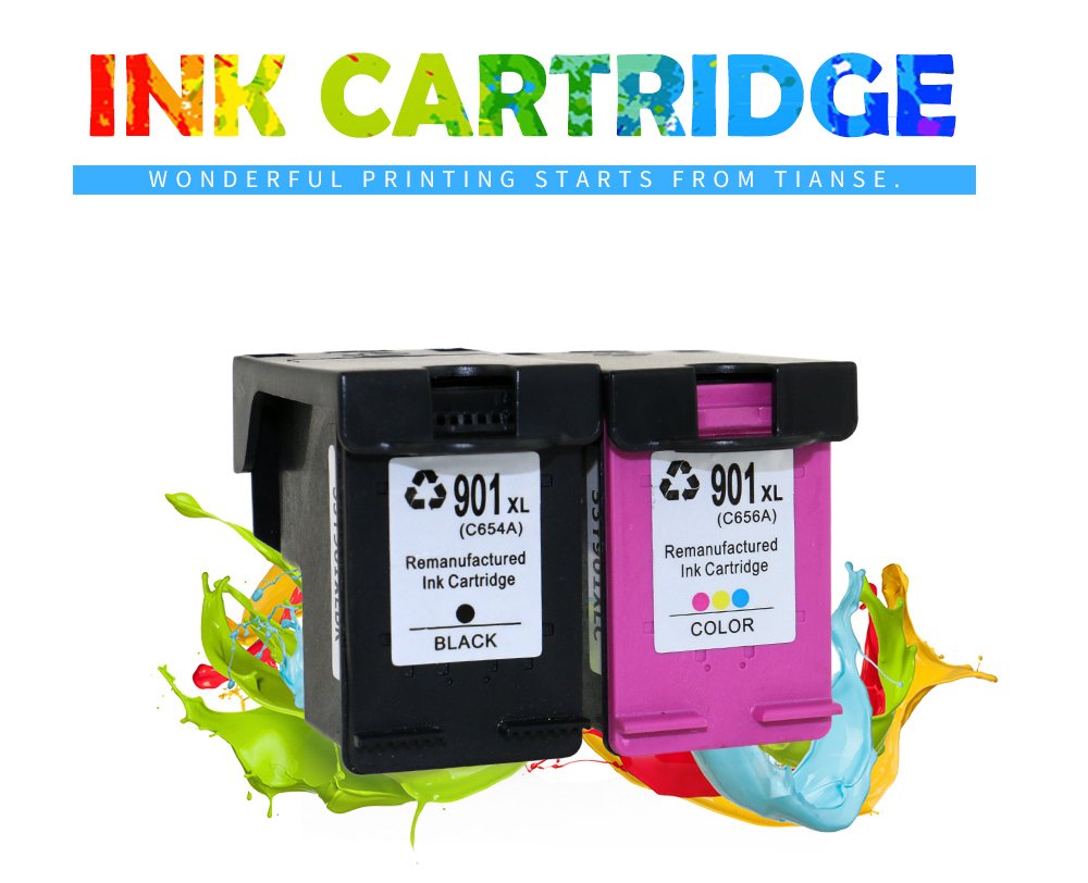 tianseoffice's tweet image. #tianse #inkcartridge #compatibleink #HP #inkjetpriner TIANSE 2pc 901XL for HP 901 HP901 XL replacement Ink Cartridge for HP Officejet 4500 J4500 J4540 J4550 J4580 J4640 J4680 printers: good print quality, crisp, clear printing, true color reproduction.😘bit.ly/2FZb9Oj