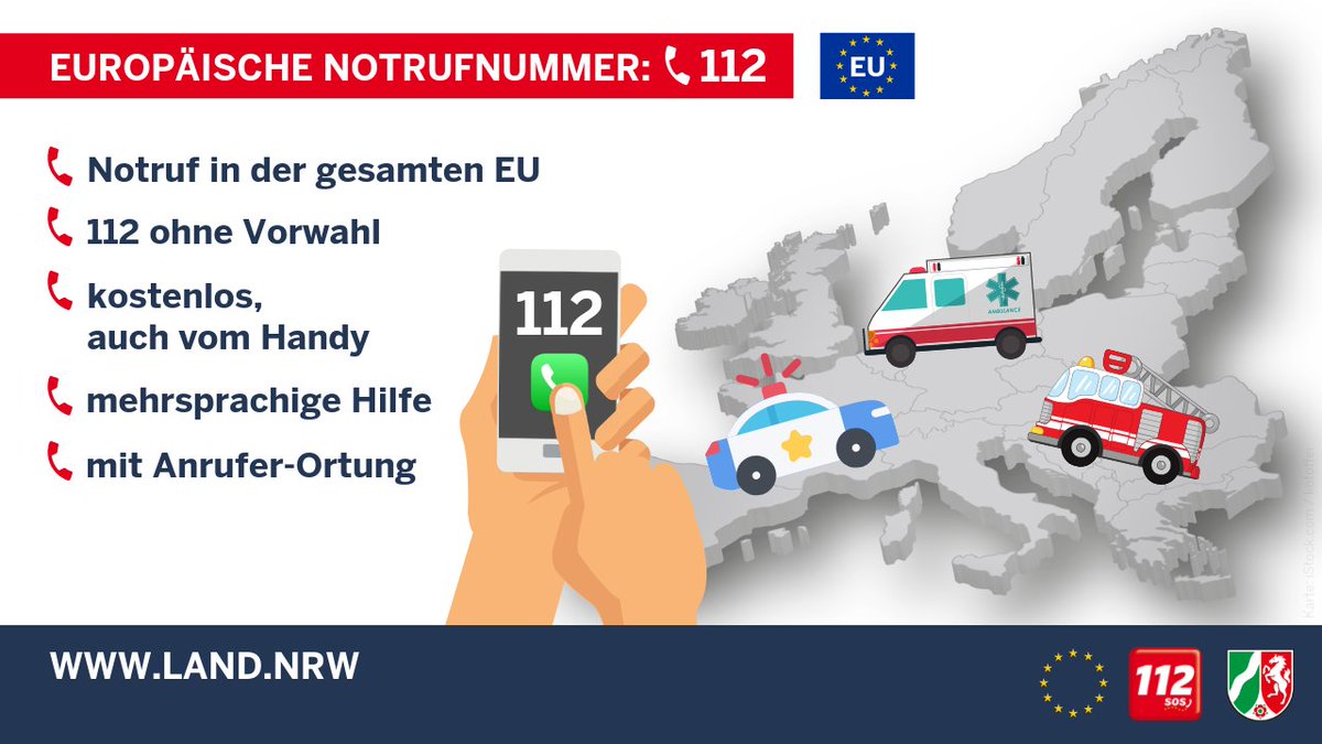 Staatskanzlei NRW (@landnrw) on Twitter photo Im Notfall, EU weit: 112. Ohne Vorwahl, immer kostenlos. Machen Sie die europäische #Notrufnummer gemeinsam mit uns bekannter. Denn das kann Leben retten. #112day <a href="/112_sos/">European Emergency Number Association 112 (EENA)</a> #TagdesNotrufs #112live Im Notfall, EU weit: 112. Ohne Vorwahl, immer kostenlos. Machen Sie die europäische #Notrufnummer gemeinsam mit uns bekannter. Denn das kann Leben retten. #112day <a href="/112_sos/">European Emergency Number Association 112 (EENA)</a> #TagdesNotrufs #112live