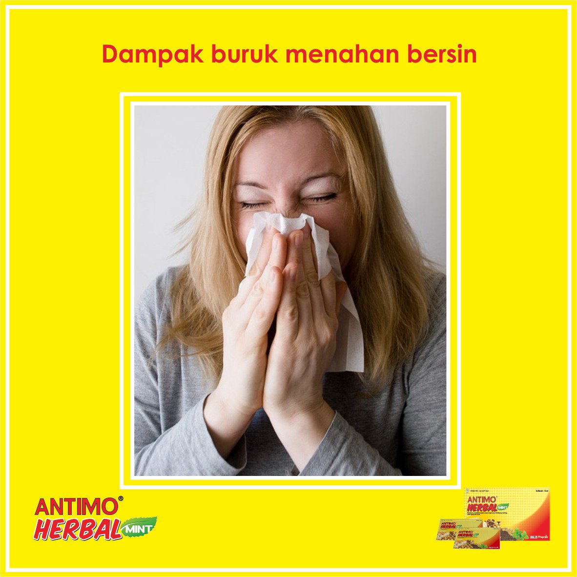 AntimoHerbal's tweet photo. Kadang  kita merasa tidak enak untuk bersin didepan umum, karena takut mengganggu orang lain di sekeliling. Namun di lain sisi, menahan bersin bukan pilihan yg tepat. Bisa berdampak buruk bagi kesehatan seperti berisiko mengalami gangguan pendengaran
#antimoherbal #gakmasukangin https://t.co/Rs6djjhtmH