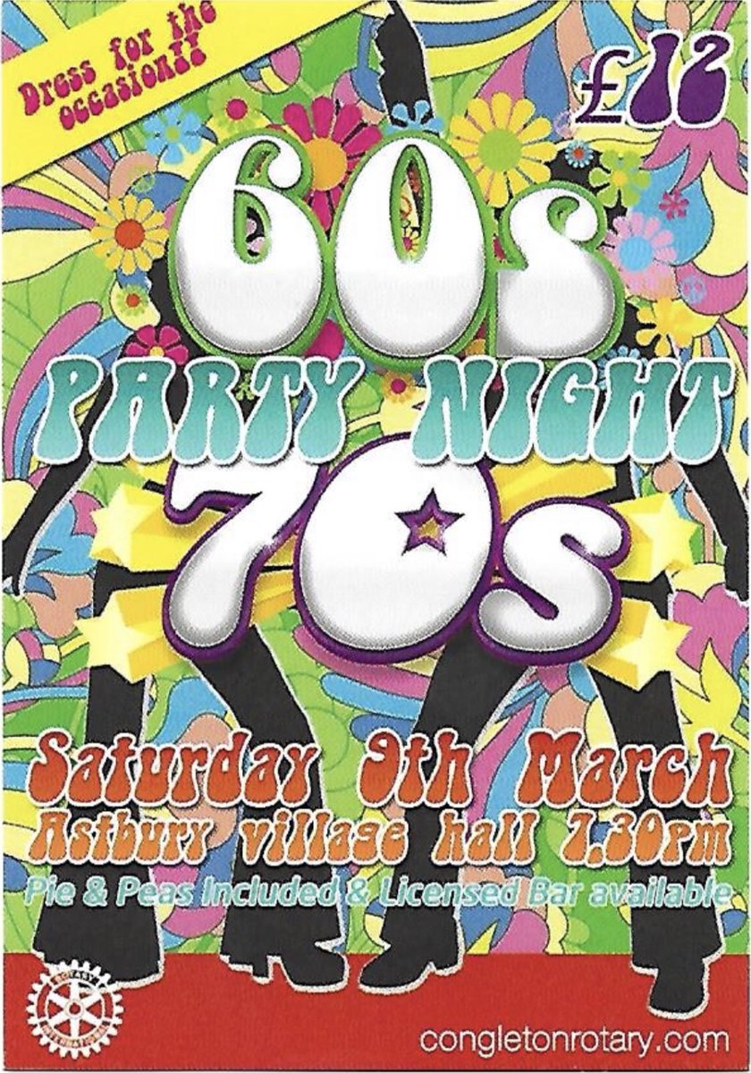 Tickets available at the Tourist information centre Congleton town hall
