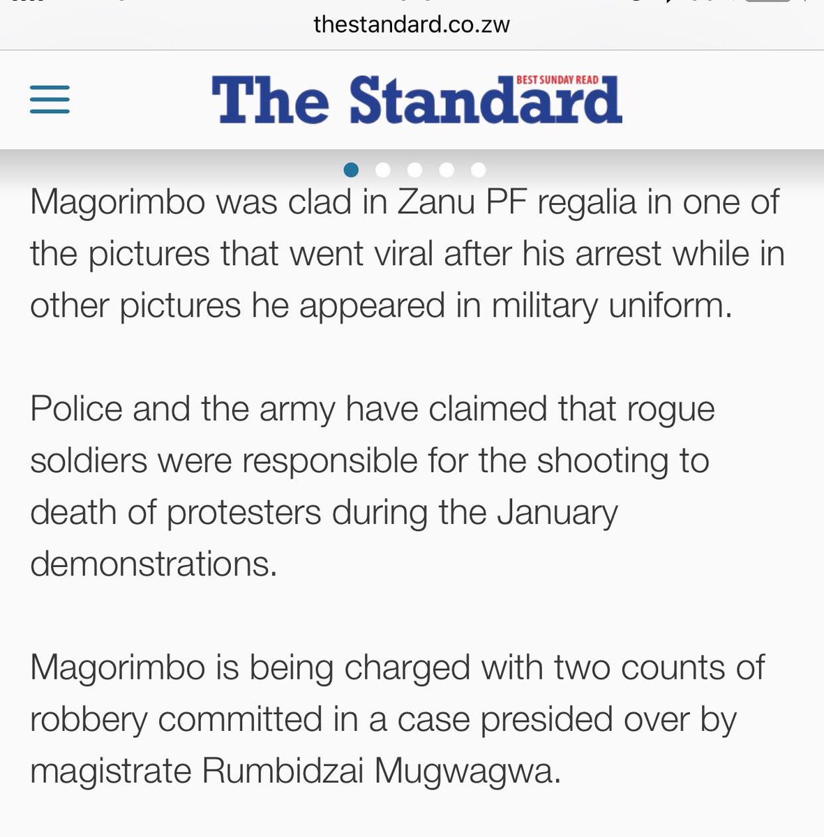 The testimony of Shephard Magorimbo that he was given the military uniform at ZANU PF HQ confirms what we have suspected for some time. That the atrocities in Zimbabwe are being perpetrated by a collective of State agents (army/CIO/police) and ZANU PF militia. #ZimbabweAtrocities