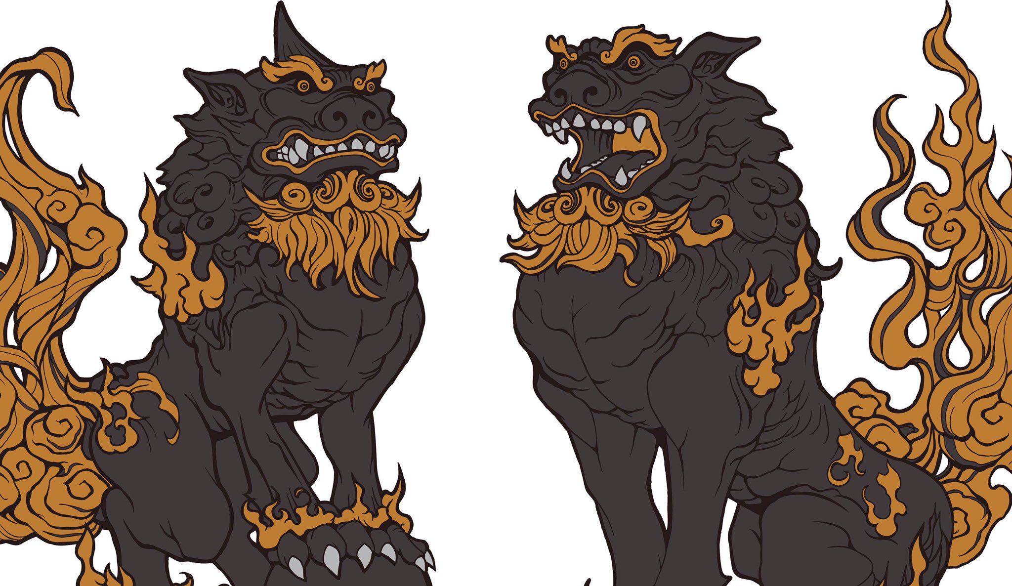 コトブキ Gold Black アシンメトリー好きです 狛犬 イラスト T Co Xywsgiqq6f Twitter