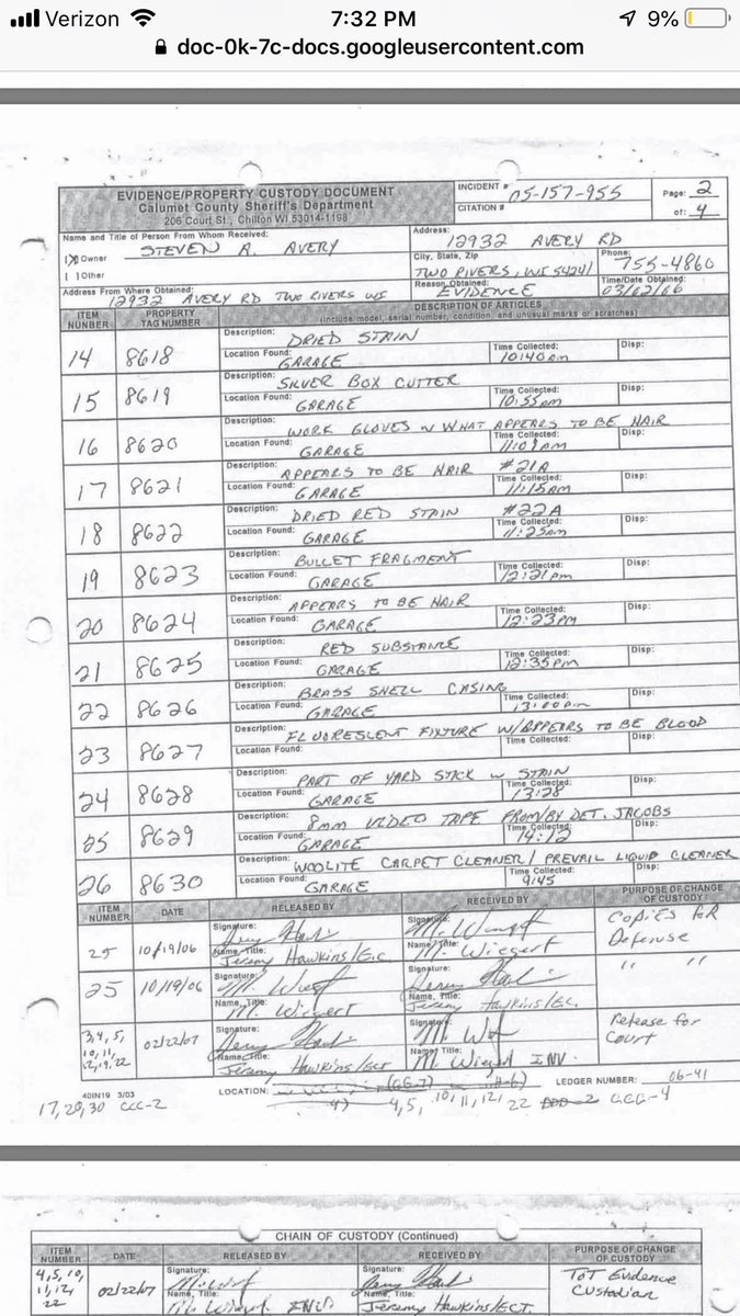 7pairsofpanties's tweet image. Ok found two bullet fragments found on 3/02/06 they never recorded it going out to @ZellnerLaw for testing or of it coming back. Go figure. #MakingAMurderer #MakingAMurderer2