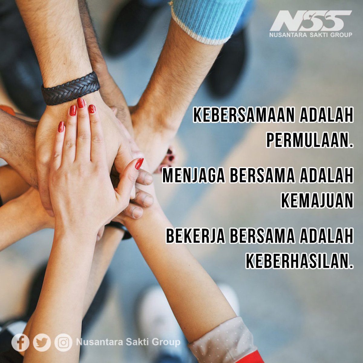 nsaktigroup's tweet photo. Kebersamaan adalah permulaan.
Menjaga bersama adalah kemajuan.
Bekerja bersama adalah keberhasilan.

Semangat hari Senin, Brosis!
Semangat beraktifitas kembali.

#semangatsenin #inspirasipagi #nusantarasaktigroup https://t.co/oyzdHbZ16G