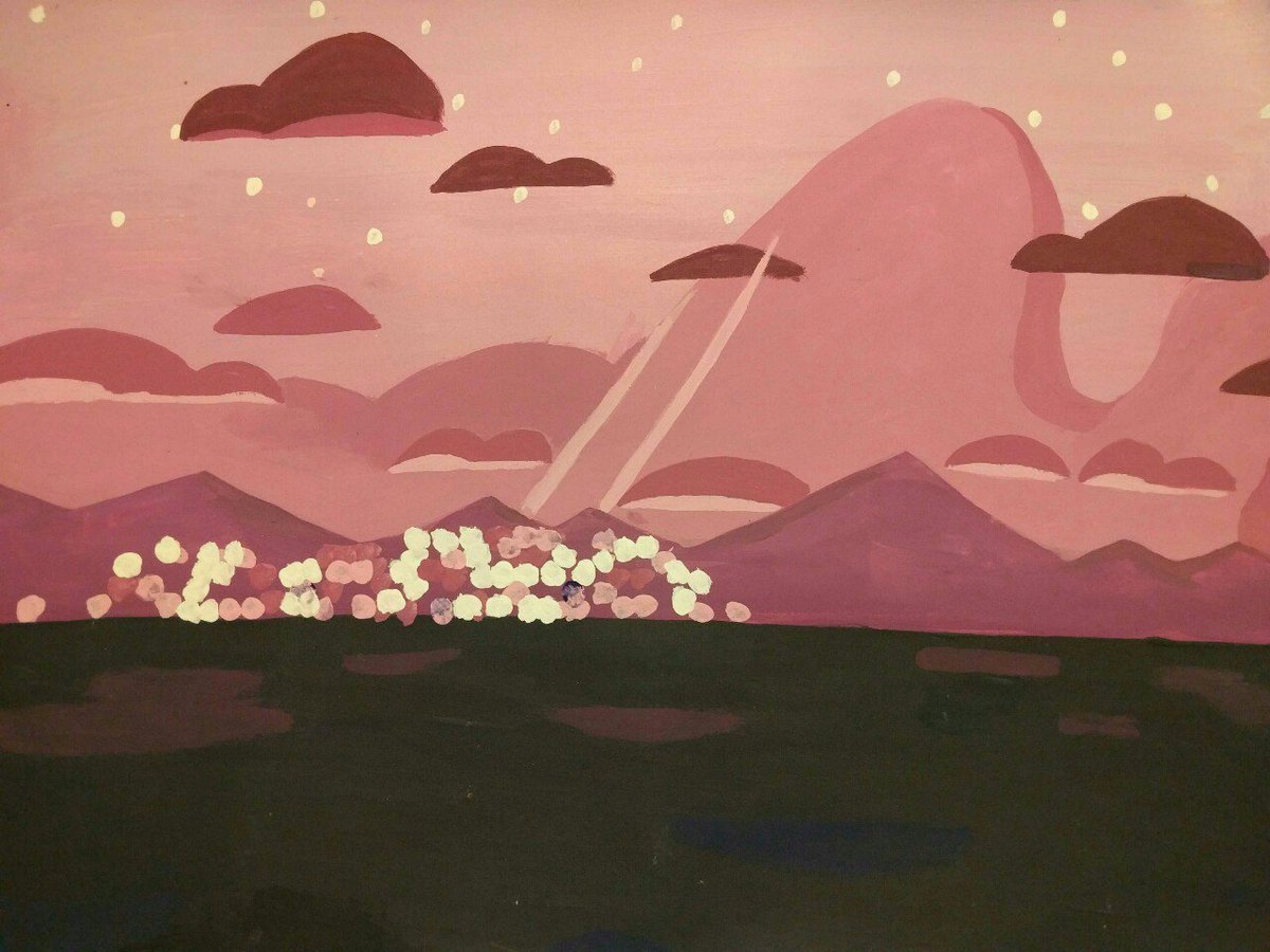 pinksunsettide's tweet photo. Steven universe background redraw; acrylic; practice https://t.co/ltto1y1Ro2