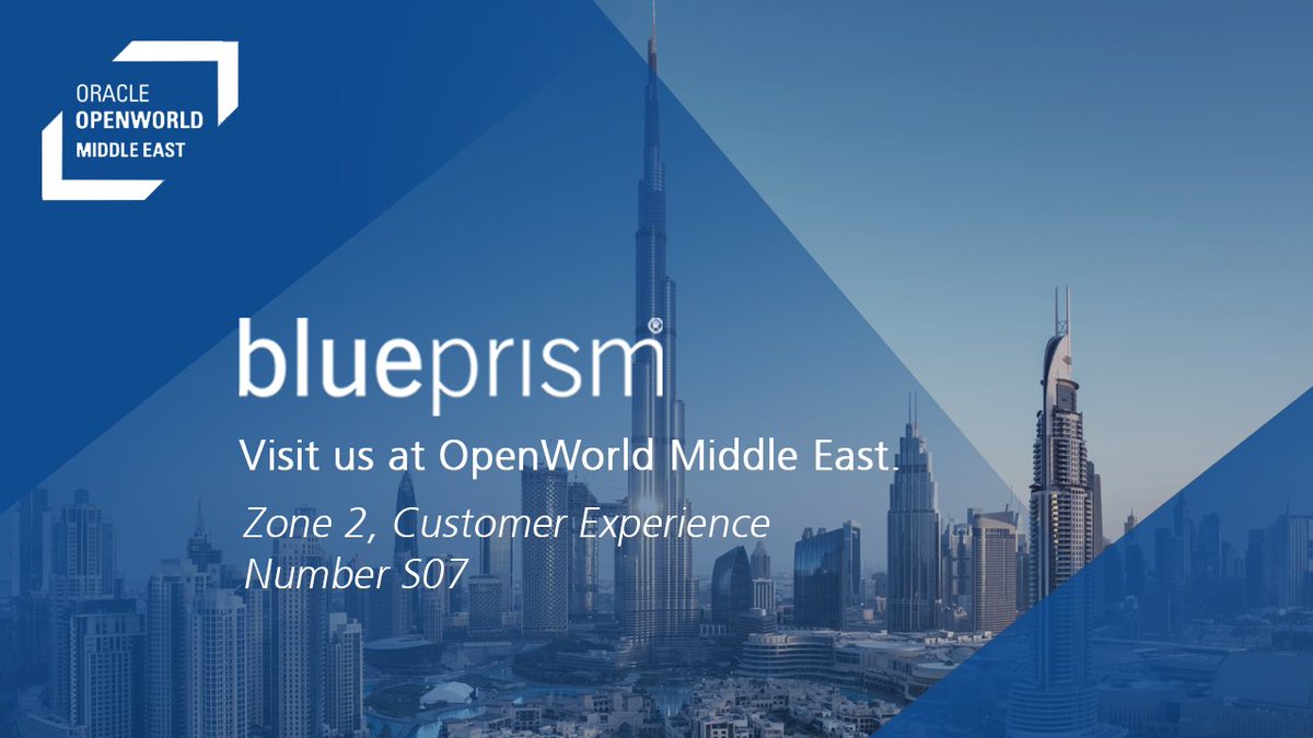 blue_prism's tweet photo. Have you heard? We’ve joined forces with @Oracle to automate critical compliance tasks for financial crimes investigation workflows. See us in action at #OOWDXB and stop by booth S07 to learn more about what our partnership can do for your organization: https://t.co/bq1uDIEeru https://t.co/RMsDqkaqIh