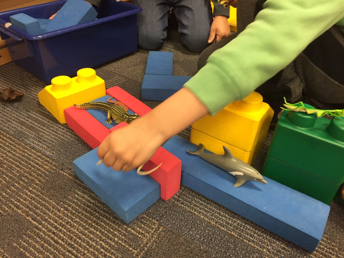MissWolffECE's tweet photo. I have quite a few builders in my class! They used the blocks and the animals to make a zoo. They used the blue blocks to represent the water and made enclosures around groups of animals. #prek #prekindergarten #blockscenter #earlychildhood https://t.co/qFfs7aSOw7