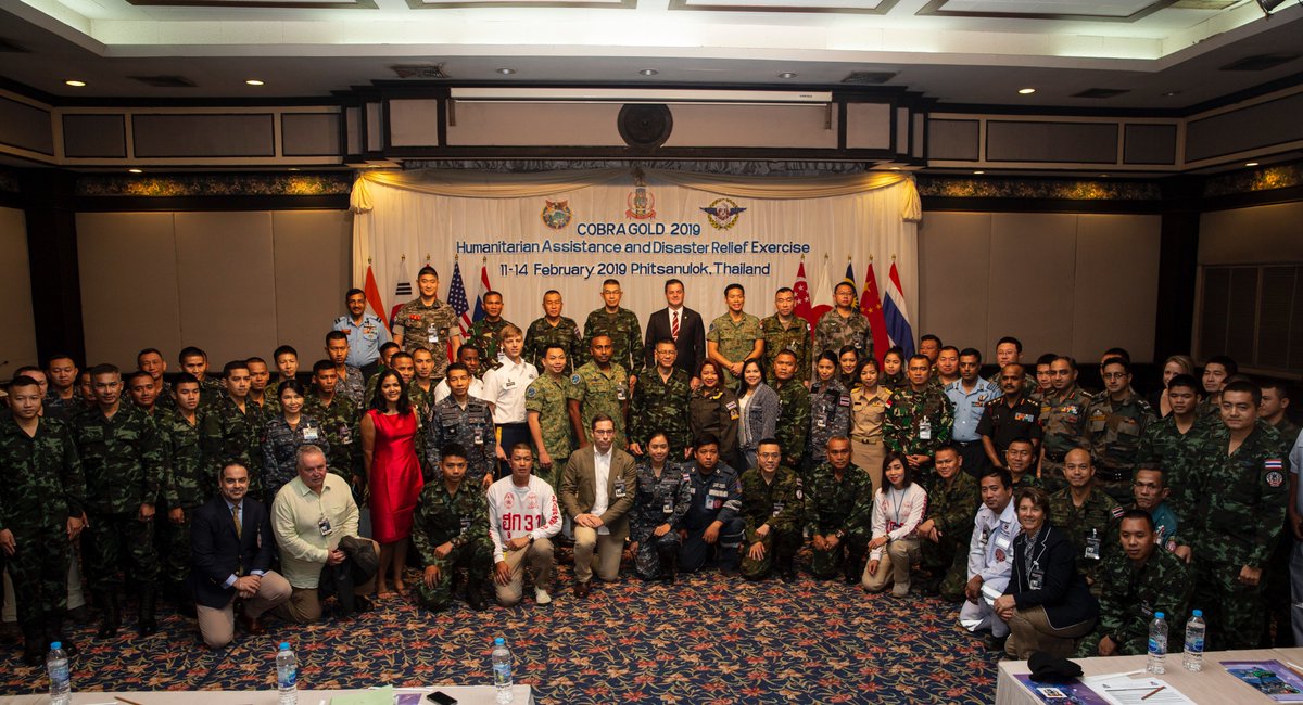 The second annual #Humanitarian Assistance and #Disaster Relief Tabletop Exercise (HADR TTX), as part of the 38th annual Thai, U.S. co-sponsored @ExerciseCG , commenced with opening ceremony in #Phitsanulok Province, #Thailand @cfedmha @INDOPACOM #cobragold2019 @CobraGoldRTARF