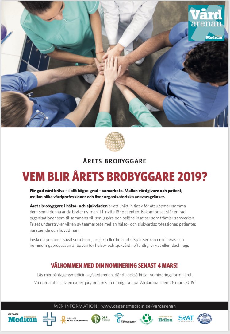 Bygger du eller någon du känner broar för en bättre hälso- och sjukvård? Missa inte att nominera till Årets brobyggare. #svmed #vårdpol #jämlikhälsa #jämlikvård #rehabilitering vardarenan.confetti.events/brobyggare