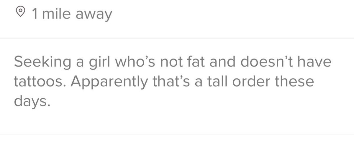 SwipeFails's tweet photo. I’m seeking a man who’s not a jackass. Apparently that’s a tall order too. #smh #goodluckdude https://t.co/6DfwVKjS74