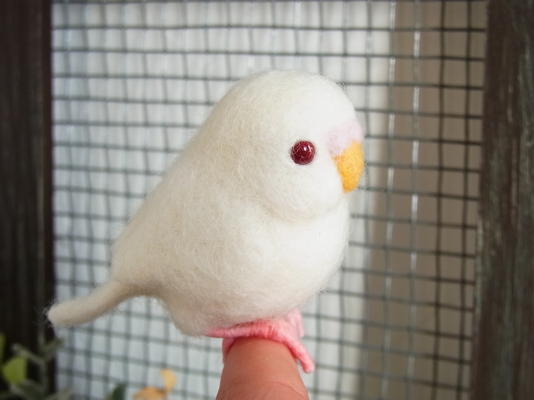 手数料安い セキセイインコ アルビノちゃん 羊毛フェルト クラフト 布製品
