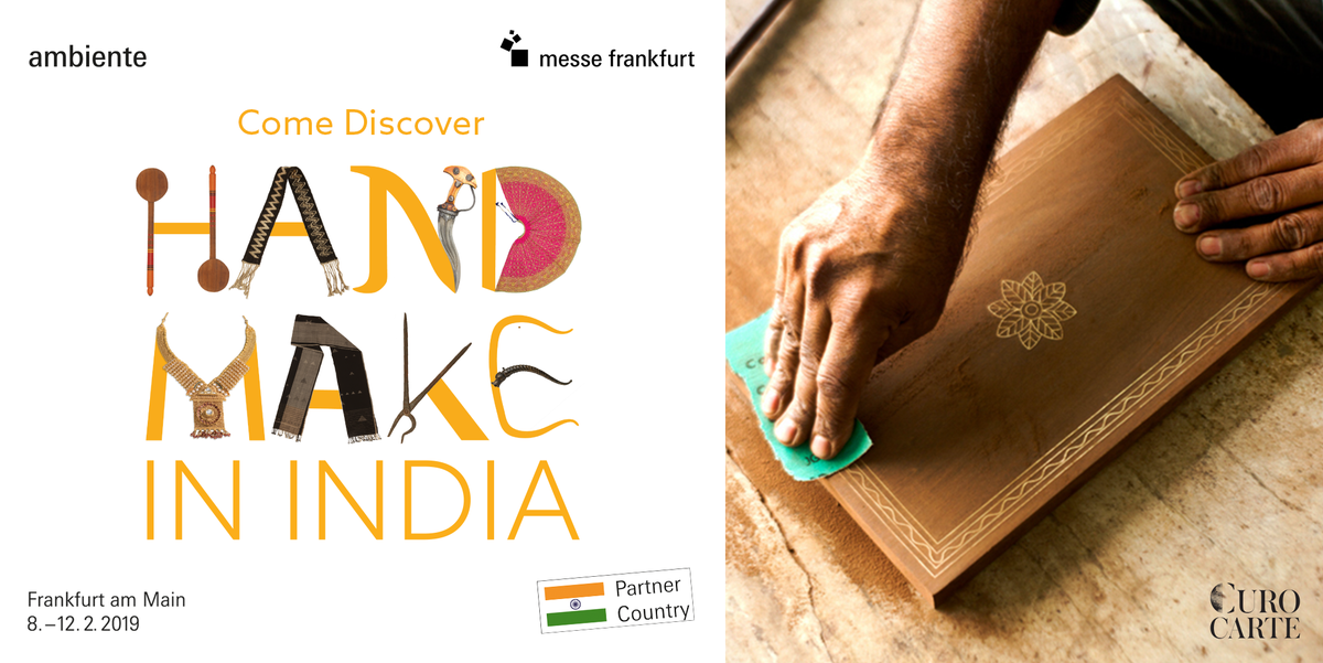 CuroCarte's tweet photo. With its incomparable diversity, rich culture and also a tradition of art and craft - India, shows the innovative capacities of this pulsating sector. CuroCarte is proud to be part of the Ambiente, India Chapter - #HandMakeInIndia at #messefrankfurt2019
#handmade #artisans https://t.co/CQZPvBGgeV
