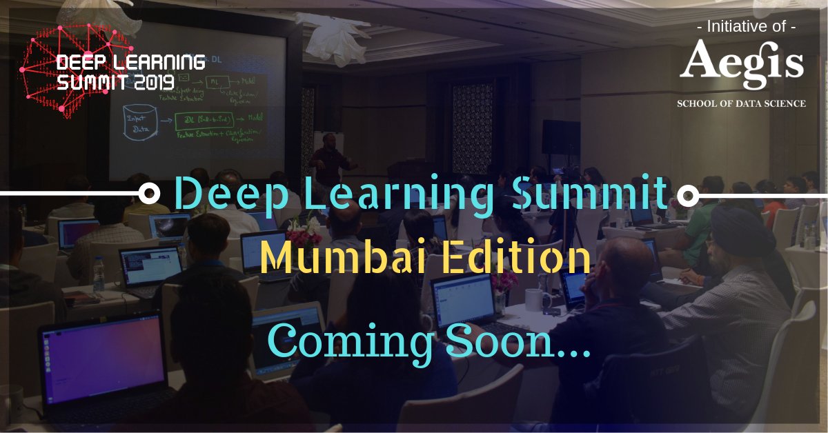 DeepLearningSum's tweet photo. After the huge success of Deep Learning Summit, Bengaluru, we are coming up with the Mumbai Edition, soon..

Stay tuned.. and get ready for an even more spectacular experience!

#DeepLearningSummit #DeepLearning #ArtificialIntelliegence #NLP #Foundations https://t.co/nTePUypbps
