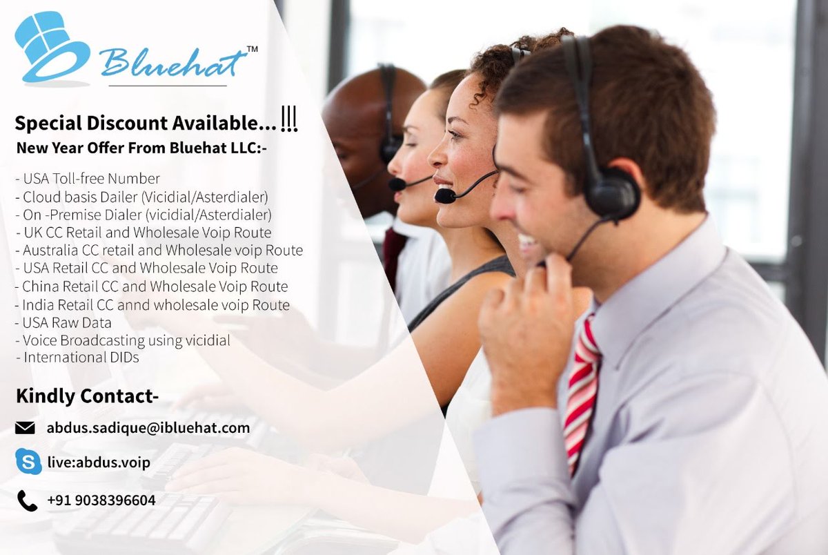 BluehatLLC's tweet photo. #bluehatllc #bluehatcommunication #telecommunication  #bluehatvoip #services #topquality #ccroutes #didnumbers #didservices #unlimited #inbound #outbound #cloudbased #autodialer #vicidial #asterdial #goautodial #serverswitch #connexcs #voipswitch #vos3000 #voipphone #voippbx https://t.co/8ToWAp3s3b