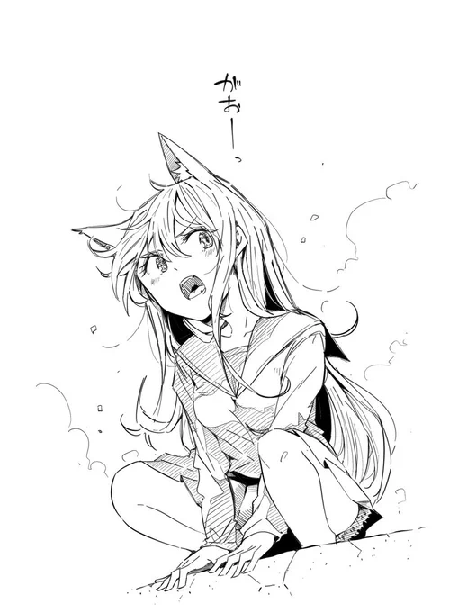 本日はいまいち何も思いつかなかったので普遍的な獣耳セーラー服少女を描きました 