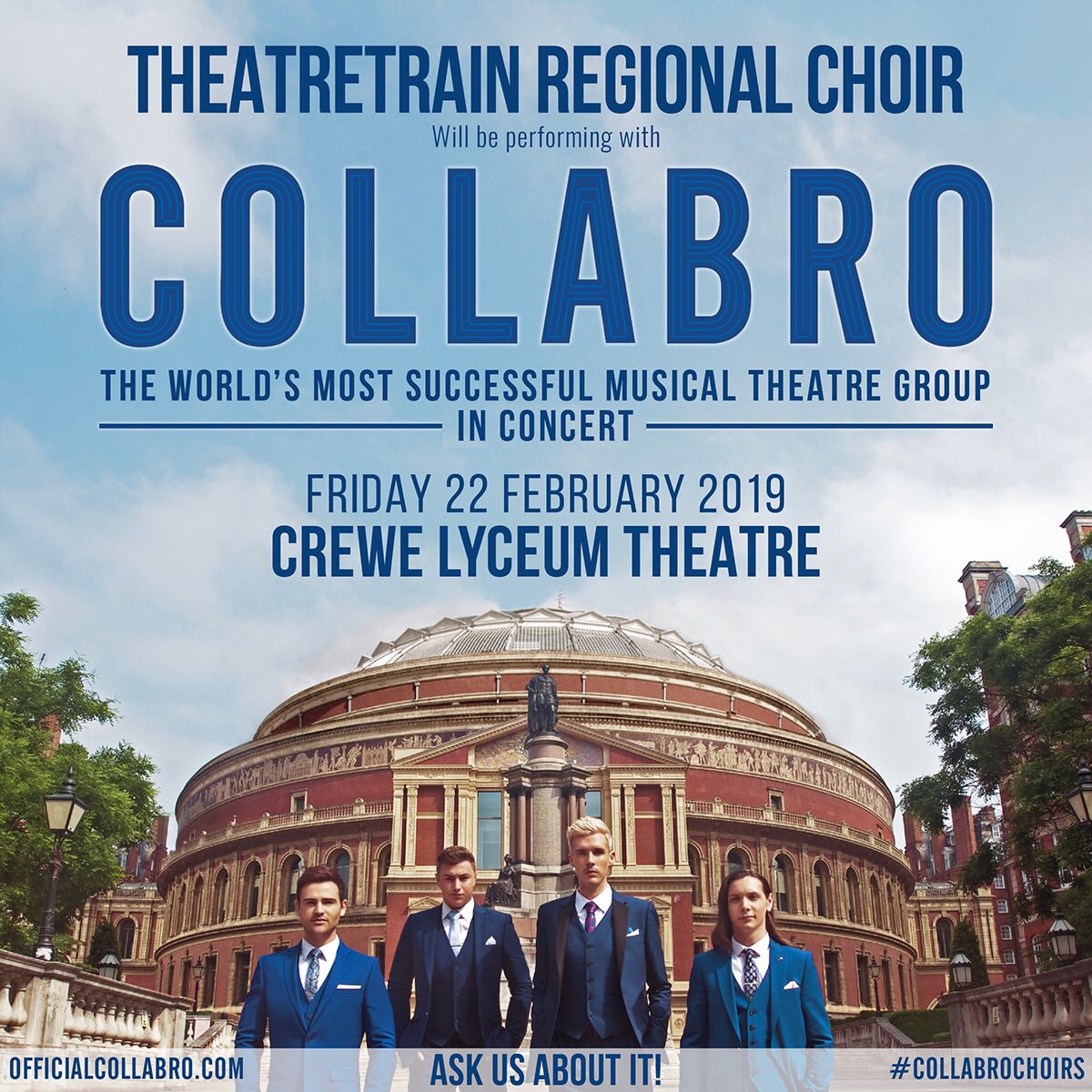 It was the first night of the UK tour last night. There’s not long until we join Collabro on stage in Crewe #TTChoir #CollabroChoirs