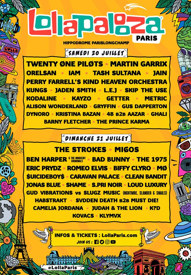 La programmation par jour <a href="/lollapaloozafr/">Lollapalooza Paris</a> 2019 est complète ! 

🔖 Les pass sont disponibles : places-concert.com/festival-22/bi…