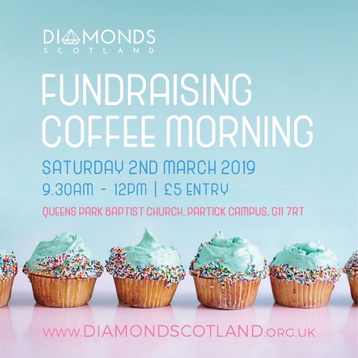 MONDAY GOOD NEWS! We are getting excited about our GLASGOW COFFEE MORNING ... coming up soon! Get the date in your diary, bring friends &amp; family and we will see you there!! #diamondsfundraiser #diamondsscotland #coffeemorning