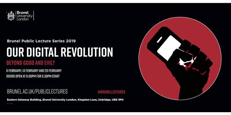 The second talk in our #BrunelLectures series explores the influence of the digital era on our appearance and place in society. The talk is free and open to all. Join us this Wednesday, 13th February, 6-9 pm. Book here: brunel.ac.uk/news-and-event…