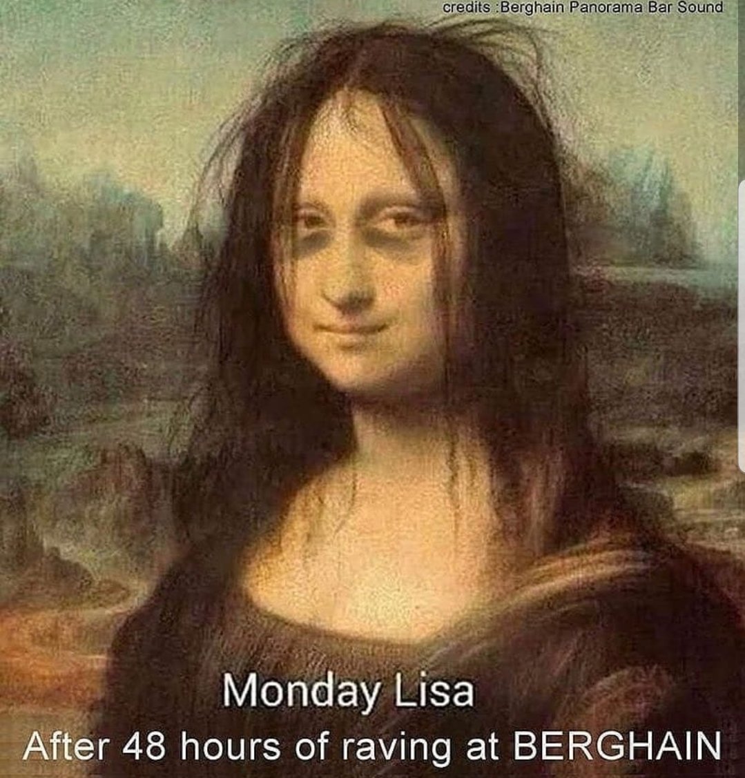 technoairlines's tweet photo. On Monday, Lisa after 48 hours of raving at BERGHAIN
#technobrazzers #techno #technoquotes https://t.co/JmUqecMa7J