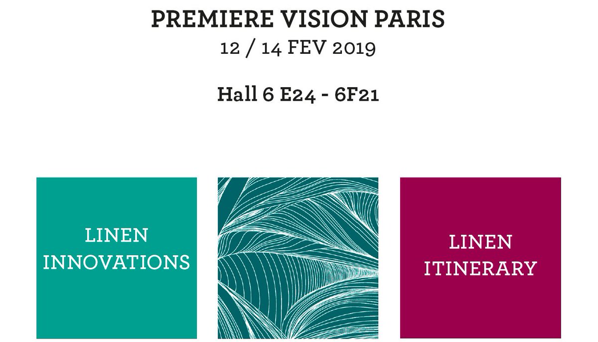 flaxlinenhemp's tweet photo. #savethedate 12/14 feb 2019 #wearelinen 
#LinenDreamLab at @PremiereVision - Visit us H6E24
Linen Innovations for SS20 #Fashion collections
Linen trends SS20 (colors and patterns)
upload the Linen Itinerary : https://t.co/zFVdfQ3tO0 https://t.co/Y7uEYVElvG