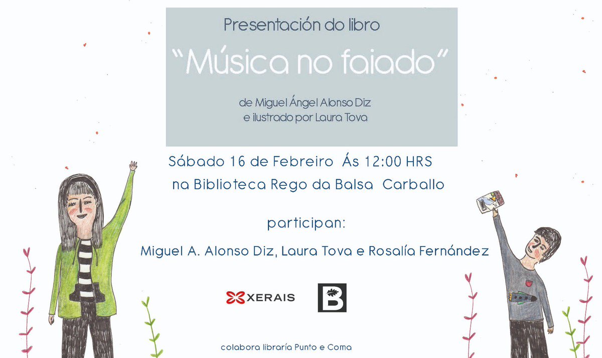 Este sábado a nosa querida Rosalía Fernández Rial estará con nós na presentación de 'Música no faiado' en Carballo; terra de Laura Tova. 

E eu estou moi ilusionado!! 🎶🎶🎶🎶❤ @Xerais

#xerais #músicanofaiado #lixgalega
