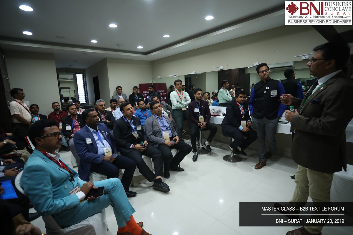 BNISurat's tweet image. Master Class - B2B Textile Forum.
#BNISurat #MasterClass #TextileForum #B2B #BNIBusinessConclaveSurat #20thJanuary #B2BTextileForum #Textile #Businessmen #Entreprenuers #BBC2019 #Learning #Session #KnowledgeSharing #Forum