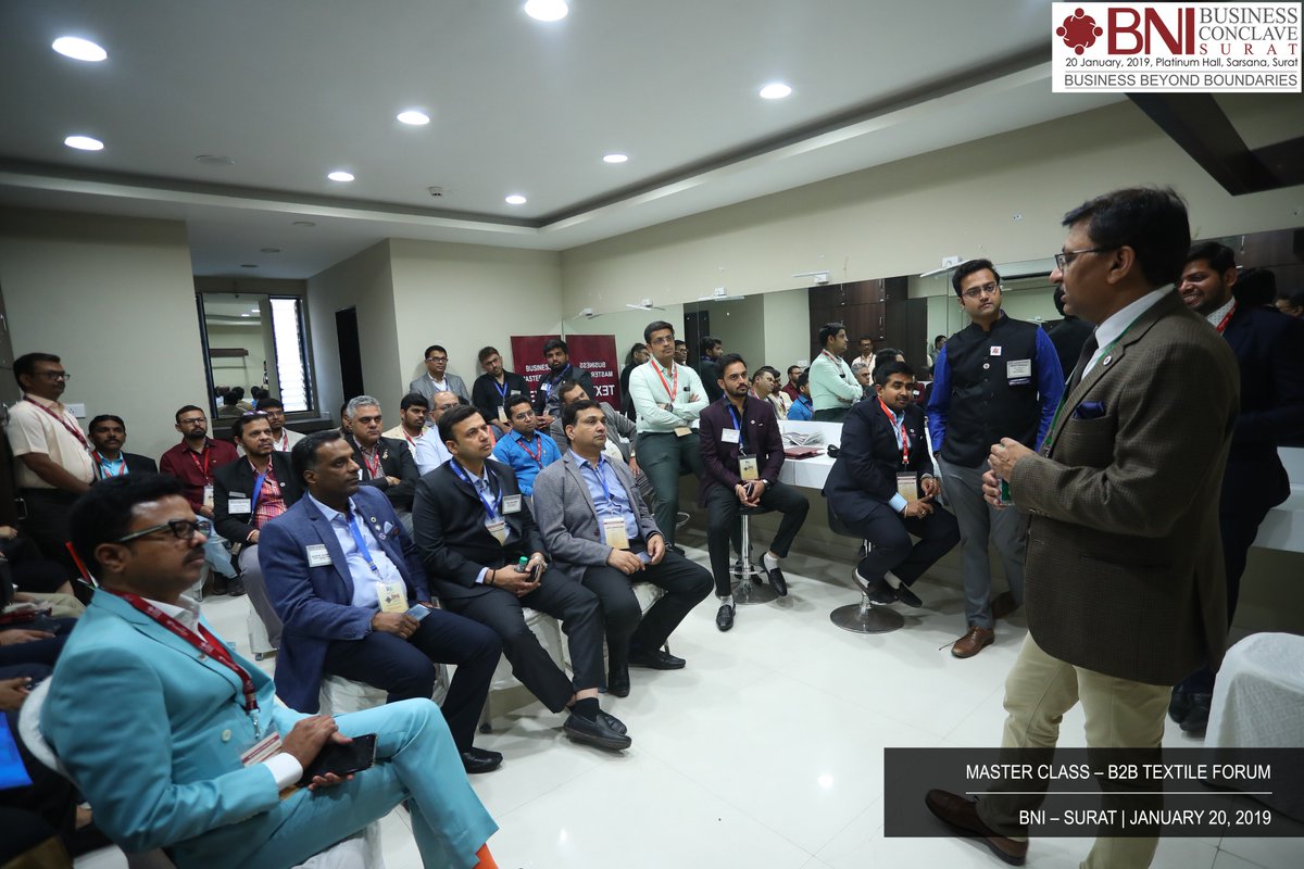 BNISurat's tweet image. Master Class - B2B Textile Forum.
#BNISurat #MasterClass #TextileForum #B2B #BNIBusinessConclaveSurat #20thJanuary #B2BTextileForum #Textile #Businessmen #Entreprenuers #BBC2019 #Learning #Session #KnowledgeSharing #Forum